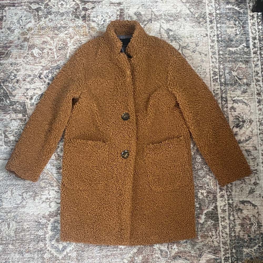 Banana Republic Teddy Car Coat in Toasted size S plush and lined